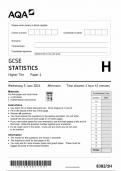 AQA GCSE STATISTICS HIGHER TIER PAPER 1 2024 (8382/1H)