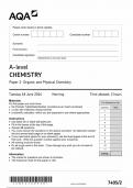 AQA A LEVEL CHEMISTRY PAPER 2 QUESTION PAPER 2024 (7405/2 :Organic and Physical Chemistry )