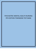 Psychiatric Mental Health Nursing 9th Edition Townsend Test Bank