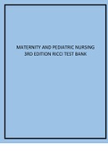 Maternity And Pediatric Nursing 3rd Edition Ricci Test Bank.