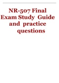 NR 507 Final Exam Study Guide with Practice Questions and Answers