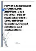 IOP4861 Assignment 6 (COMPLETE ANSWERS) 2024 (771407)- DUE 20 September 2024 ; 100% TRUSTED Complete, trusted solutions and explanations. 