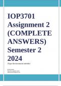 IOP3701 Assignment 2 (COMPLETE ANSWERS) Semester 2 2024 - DUE September 2024 ; 100% TRUSTED Complete, trusted solutions and explanations Ensure your success with us.. 