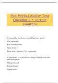 Pax Verbal Ability Test Questions + correct answers