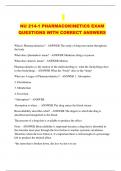 NU 214-1 PHARMACOKINETICS EXAM QUESTIONS WITH CORRECT ANSWERS