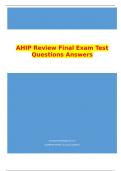 AHIP Review Final Exam Test Questions Answers 2024