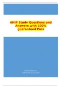 AHIP Study Questions and Answers with 100% guaranteed Pass