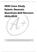 HESI Case Study  Pyloric Stenosis Questions And Answers  2024-2025