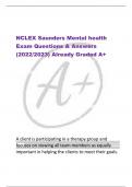 NCLEX Saunders Mental health  Exam Questions & Answers  (2022/2023) Already Graded A+