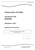 Tutorial Letter 101/3/2020 International Trade ECS3702 Semesters 1 and 2 Department of Economics