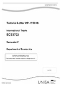 Tutorial Letter 201/2/2018 International Trade ECS3702 Semester 2 Department of Economics