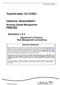 FINANCIAL MANAGEMENT: Working Capital Management FIN3702 Semesters 1 & 2