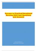 Success in Practical/Vocational Nursing 2024 test Questions and Answers