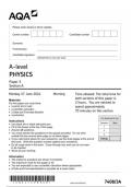 AQA Physic 7408 3A question paper Physics A 17June 2024