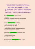 WGU D094 EXAM | EDUCATIONAL PSYCHOLOGY EXAM | STUDY QUESTIONS AND VERIFIED ANSWERS RATED A+ | LATEST 2024/2025 GUIDE