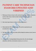 PATIENT CARE TECHNICIAN EXAM 2024 UPDATED AND VERIFIED.