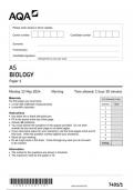 AQA  Biology 7401 paper 1 question paper Biology AS 13May 2024