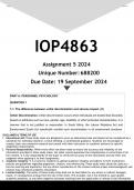 IOP4863 Assignment 5 (ANSWERS) 2024 - DISTINCTION GUARANTEED