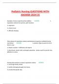 Pediatric Nursing QUESTIONS WITH ANSWER 2024/25