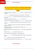 Drivers Ed Final Exam Study Questions and Answers with Complete Solutions 2024