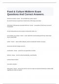  Food & Culture Midterm Exam Questions And Correct Answers.