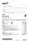 AQA GCSE STATISTICS FOUNDATION TIER PAPER 2 2024 (8382/2F)