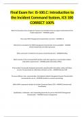 Final Exam for: IS-100.C: Introduction to the Incident Command System, ICS 100 CORRECT 100%