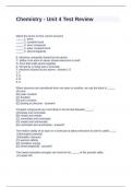 Chemistry - Unit 4 Test Review Questions and Answers Graded A+