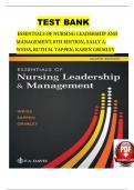 TEST BANK For Essentials of Nursing Leadership & Management 8th Edition 2024, by Sally A. Weiss, Verified Chapters 1 - 16, Complete Newest Version