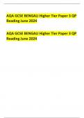 AQA GCSE BENGALI Higher Tier Paper 3 QP  Reading June 2024