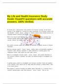 My Life and Health Insurance Study Guide- ExamFX questions with accurate answers. 100- Verified.