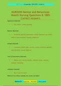 NUR2459 Mental and Behavioral  Health Nursing Questions & 100%  Correct Answers