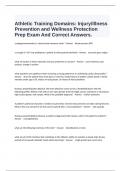  Athletic Training Domains: Injury/Illness Prevention and Wellness Protection Prep Exam And Correct Answers.