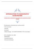 INTRODUCTION TO SONOGRAPHY EXAM REVIEW WITH GUARANTEED ACCURATE ANSWERS