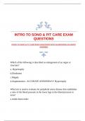 INTRO TO SONO & P/T CARE EXAM QUESTIONS WITH GUARANTEED ACCURATE ANSWERS 