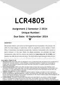 LCR4805 Assignment 2 (ANSWERS) Semester 2 2024 - DISTINCTION GUARANTEED