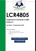 LCR4805 Assignment 2 (QUALITY ANSWERS) Semester 2 2024