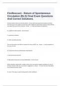   FireRescue1 - Return of Spontaneous Circulation (BLS) Final Exam Questions And Correct Solutions.