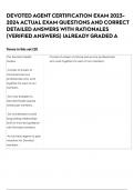 DEVOTED AGENT CERTIFICATION EXAM 2023-2024 ACTUAL EXAM  QUESTIONS AND CORRECT DETAILED ANSWERS WITH RATIONALES (VERIFIED ANSWERS) |ALREADY GRADED A