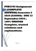 PUB3705 Assignment 3 (COMPLETE ANSWERS) Semester 2 2024 (526898) - DUE 13 September 2024 ; 100% TRUSTED Complete, trusted solutions and explanations. 