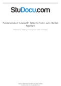 TEST BANK Fundamentals of Nursing 9th Edition by Taylor, Lynn, Bartlett (Complete Download). Chapters 1-47. 489 Pages. 2021