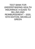 Understanding Health Insurance A Guide to Billing and Reimbursement 2020 15th Edition by Green Complete Test Bank