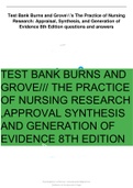 Burns and Grove's The Practice of Nursing Research: Appraisal, Synthesis, and Generation of Evidence 8th Edition Test Bank