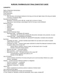 NURS350: PHARMACOLOGY FINAL EXAM STUDY GUIDE CONCEPTS: