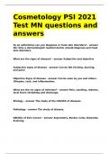 Cosmetology PSI 2021 Test MN questions and answers