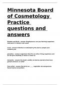 Minnesota Board of Cosmetology Practice questions and answers