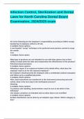 Infection Control, Sterilization and Dental Laws for North Carolina Dental Board Examination, 2024_2025 exam.docx