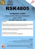 RSK4805 Assignment 4 (COMPLETE ANSWERS) 2024