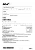 AQA GCSE Economics 8136 paper 2 question paper Economics  21May 2024