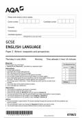 AQA GCSE English Language 8700 paper 2 question paper EnglishLanguage  6June 2024